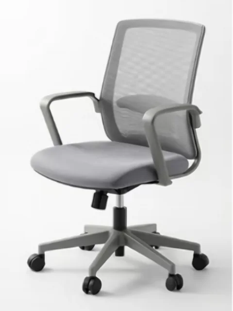 Koi: silla de oficina en gris, con respaldo de malla y asiento tapizado