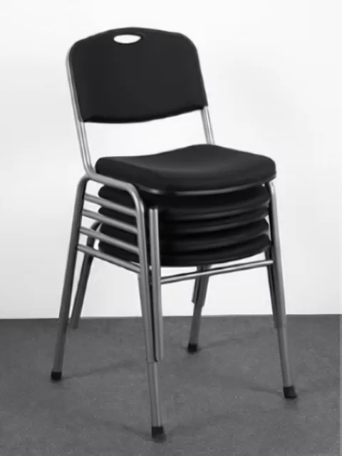 Novaiso: silla apilable con estructura metálica, asiento y respaldo en negro
